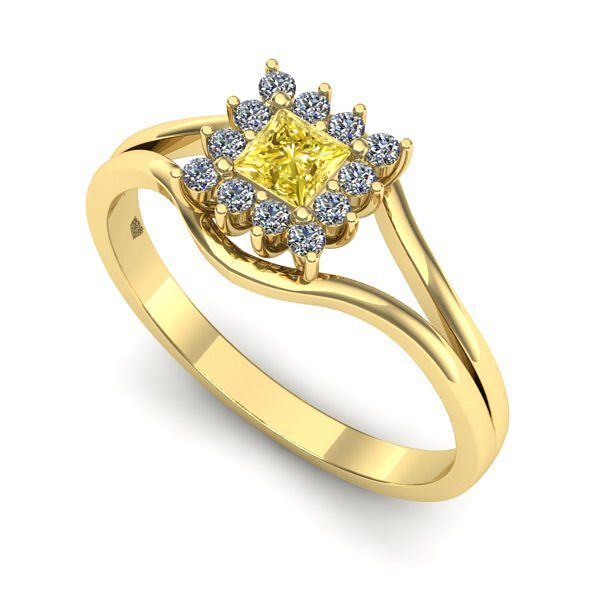 Inel de logodna din aur galben cu safir galben