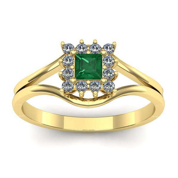 Inel cu smarald patrat