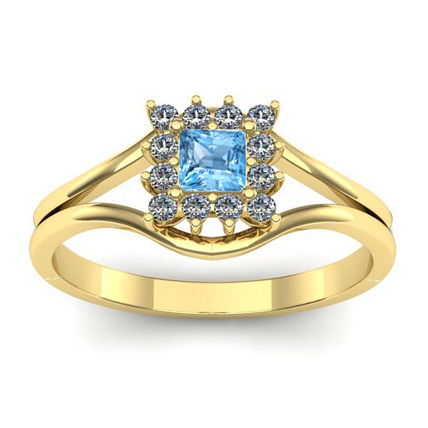 Inel de logodna cu topaz blue patrat