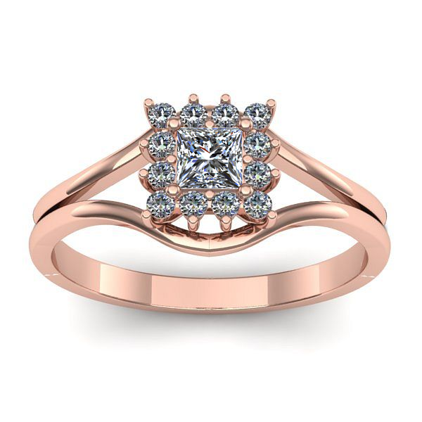 Inel cu diamant patrat