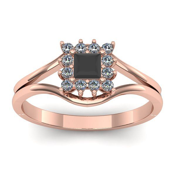 Inel cu diamant negru patrat