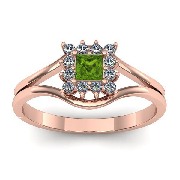 Inel logodna cu peridot patrat