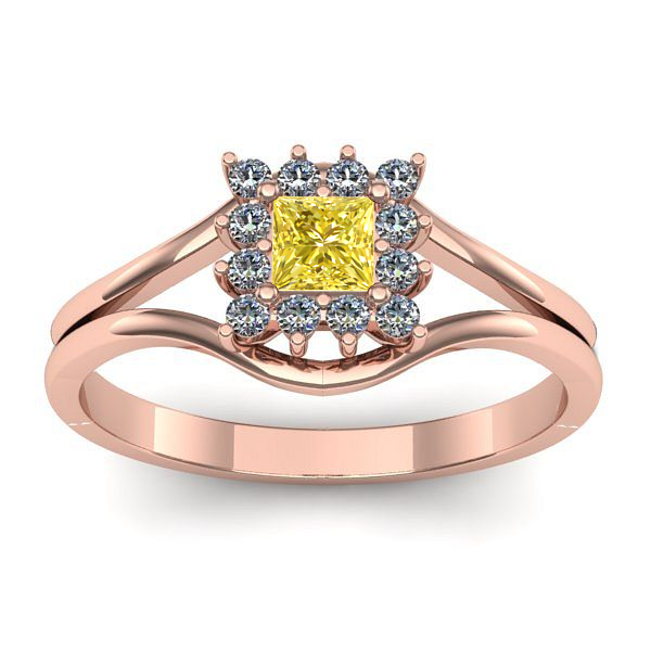 Inel cu safir galben patrat