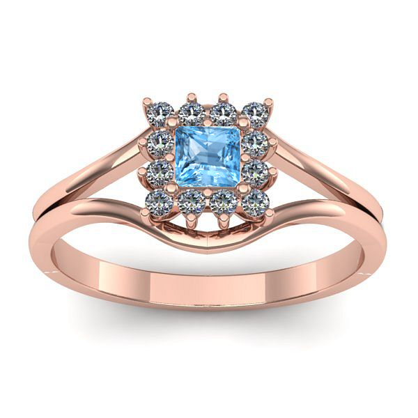 Inel cu topaz blue patrat