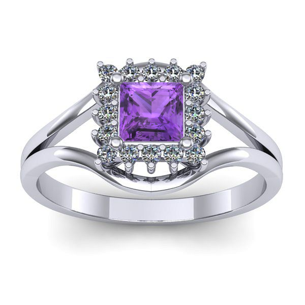 Inel logodna cu ametist patrat