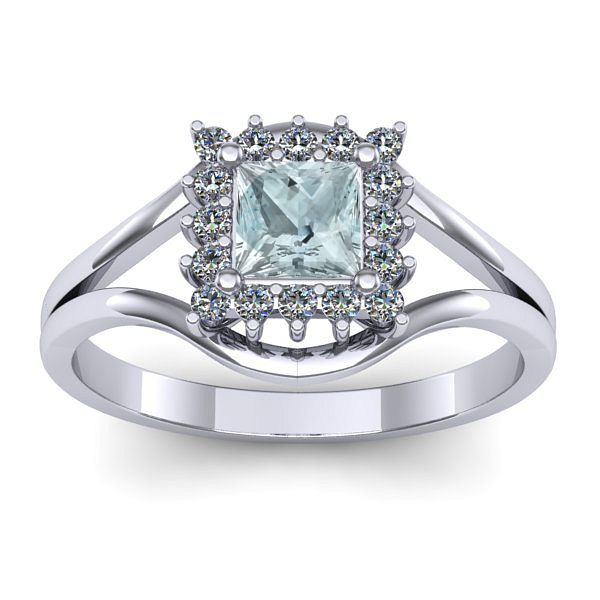 Inel cu aquamarin patrat