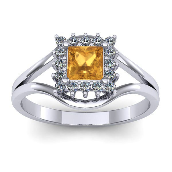 Inel cu citrin patrat