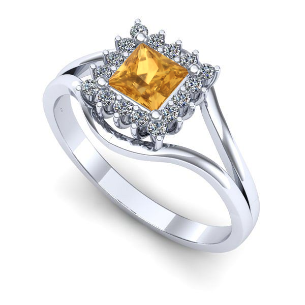 Inel din aur alb cu citrin