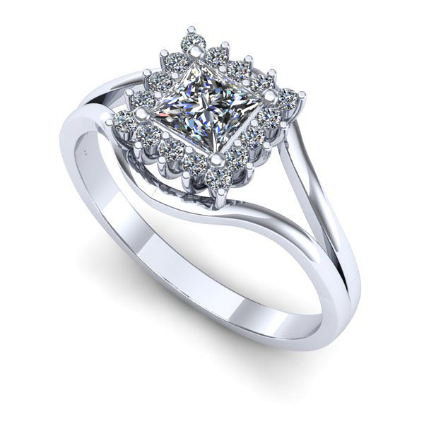 Inel de logodna din aur alb cu diamant