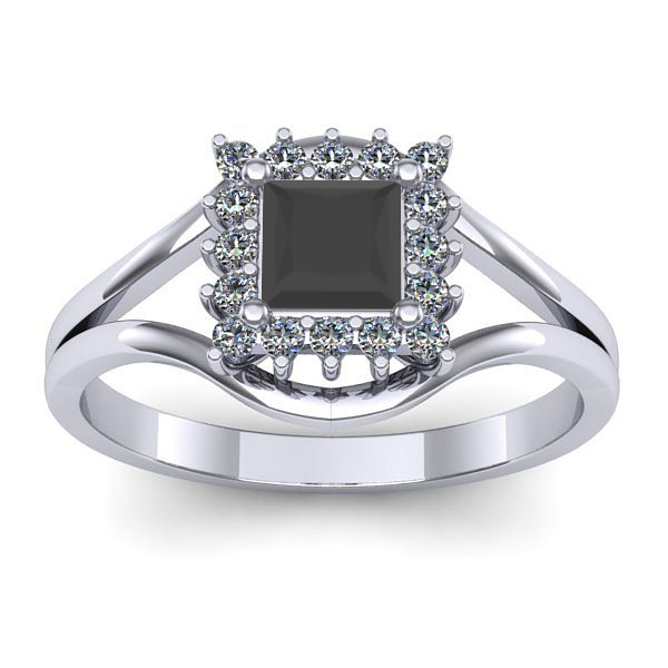 Inel de logodna cu diamant negru patrat