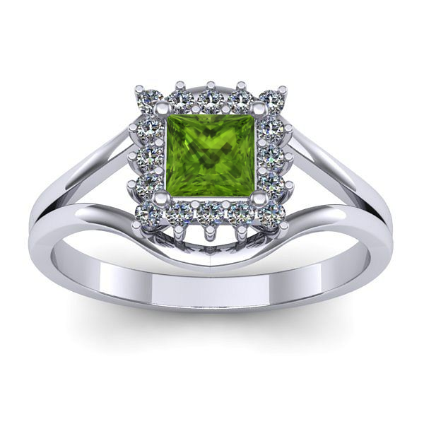 Inel logodna cu peridot patrat