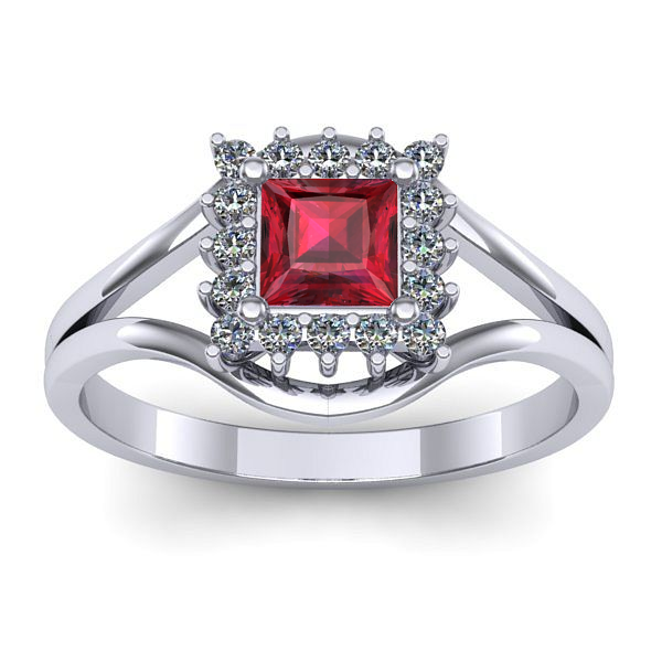 Inel de logodna cu rubin patrat