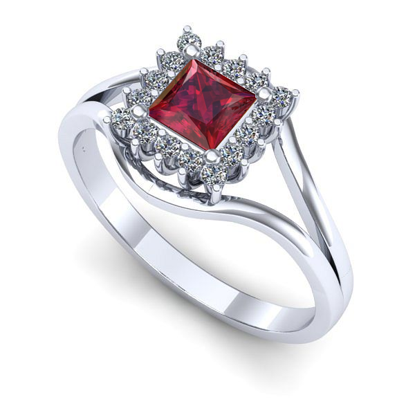 Inel din aur alb cu rubin