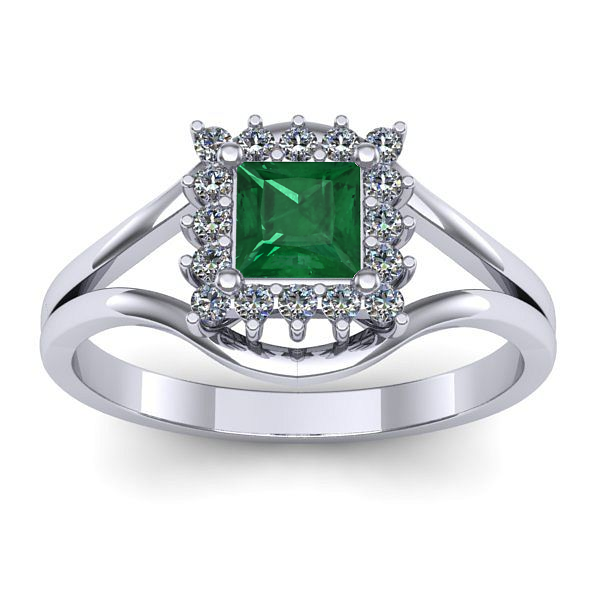 Inel cu smarald patrat