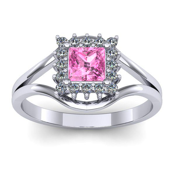 Inel cu safir roz patrat