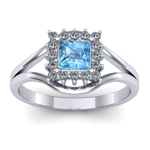 Inel logodna cu topaz blue patrat