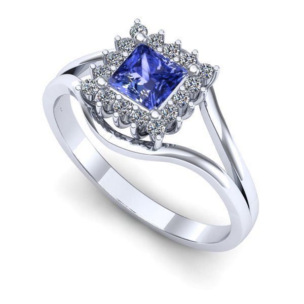 Inel de logodna din aur alb cu tanzanit