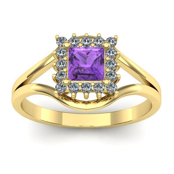 Inel de logodna cu ametist patrat