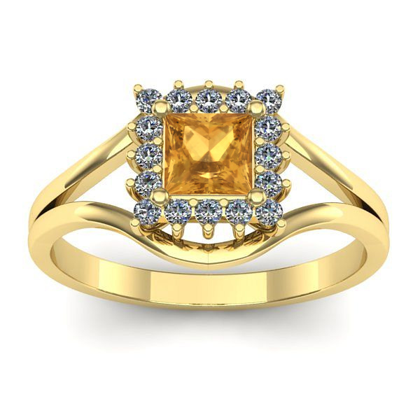 Inel de logodna cu citrin patrat