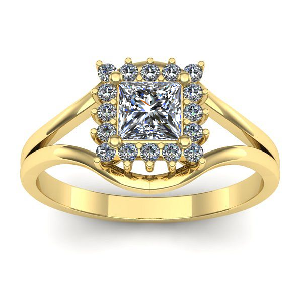 Inel cu diamant patrat