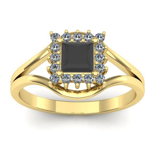 Inel de logodna cu diamant negru patrat