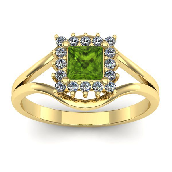 Inel cu peridot patrat