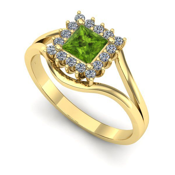 Inel din aur galben cu peridot