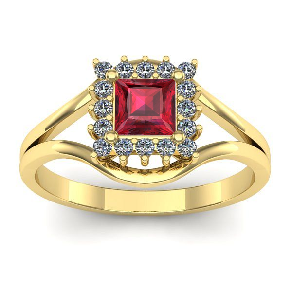 Inel logodna cu rubin patrat