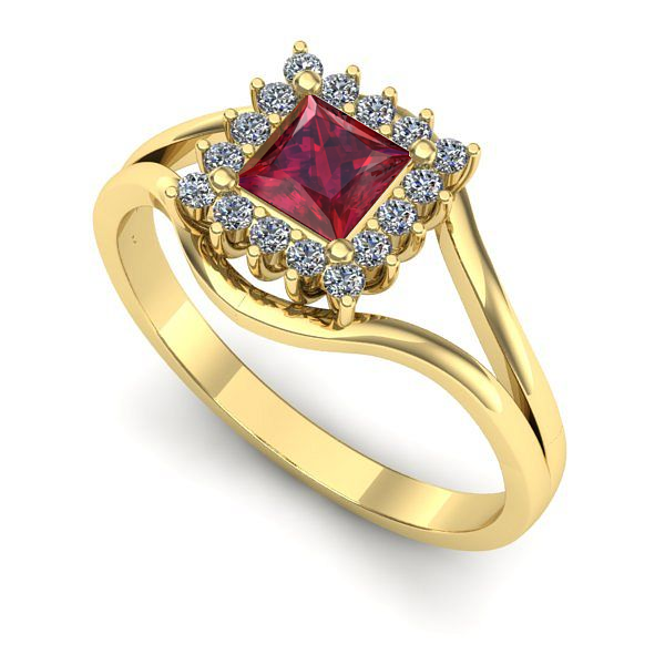 Inel din aur galben cu rubin