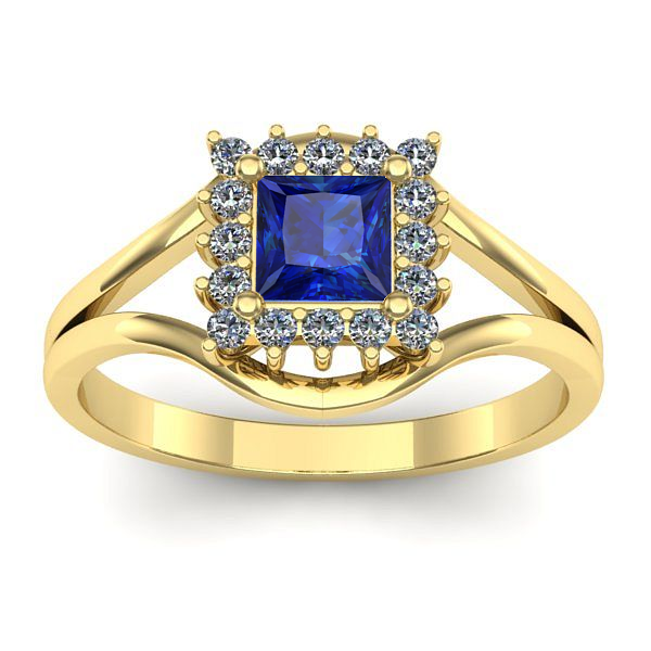 Inel de logodna cu safir patrat