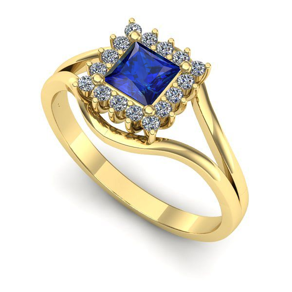 Inel din aur galben cu safir