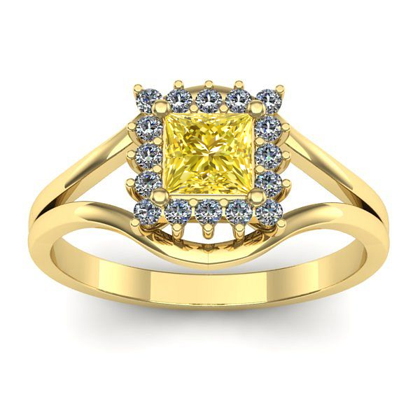 Inel logodna cu safir galben patrat