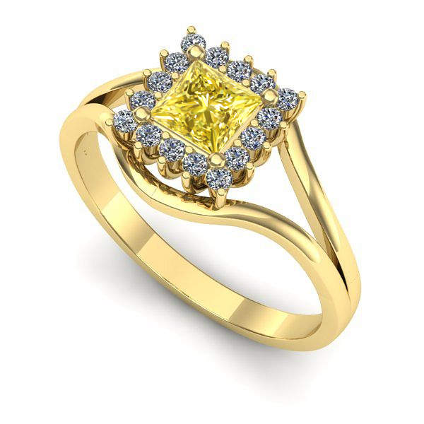 Inel de logodna din aur galben cu safir galben