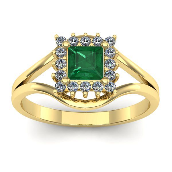 Inel logodna cu smarald patrat