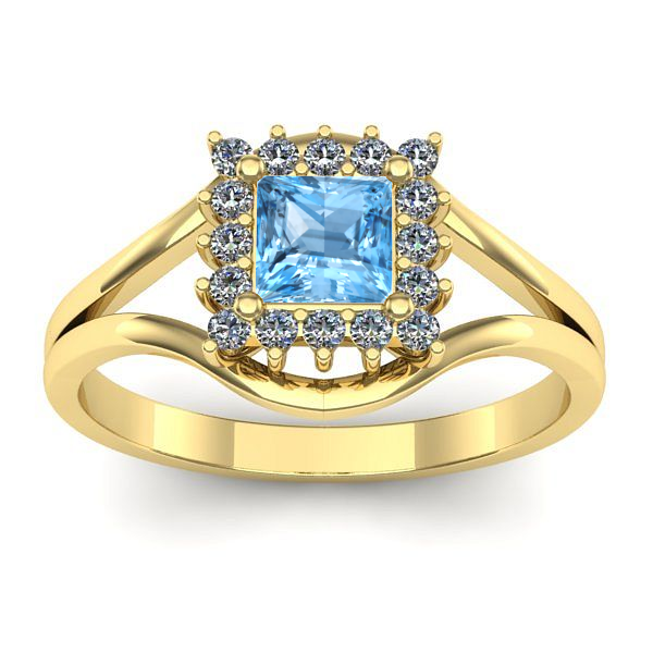 Inel cu topaz blue patrat