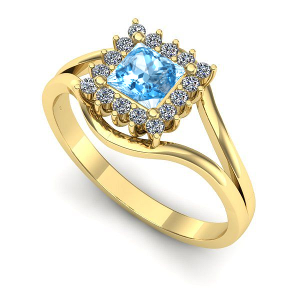 Inel din aur galben cu topaz blue