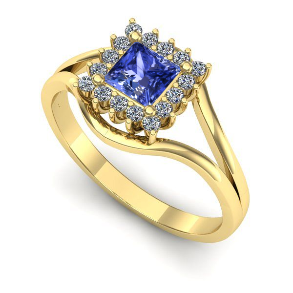 Inel de logodna din aur galben cu tanzanit