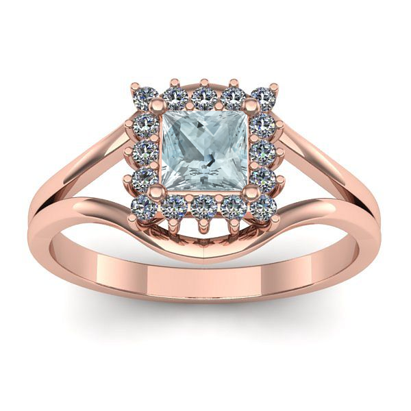 Inel cu aquamarin patrat