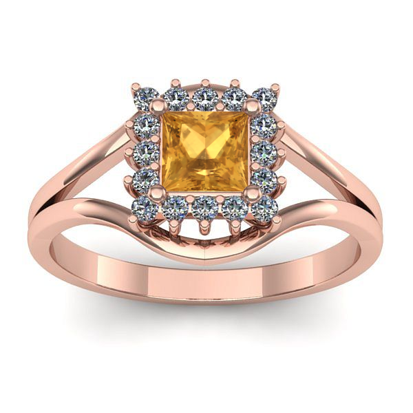 Inel cu citrin patrat