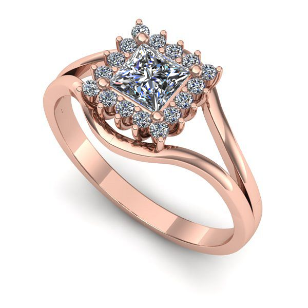 Inel logodna din aur roz cu diamant