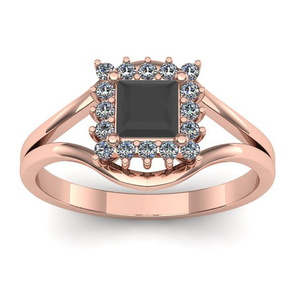 Inel cu diamant negru patrat