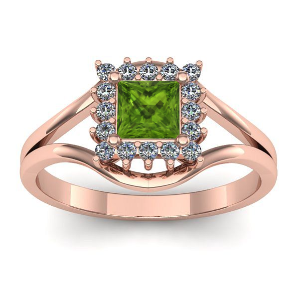 Inel de logodna cu peridot patrat