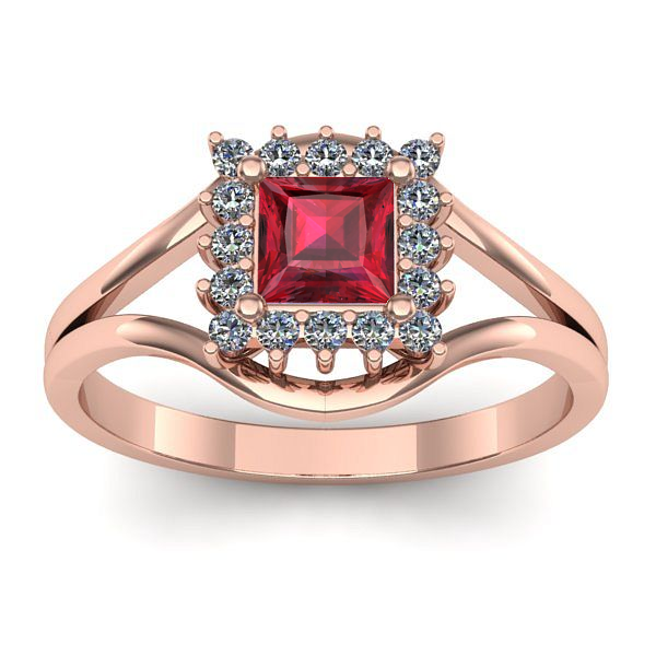 Inel de logodna cu rubin patrat