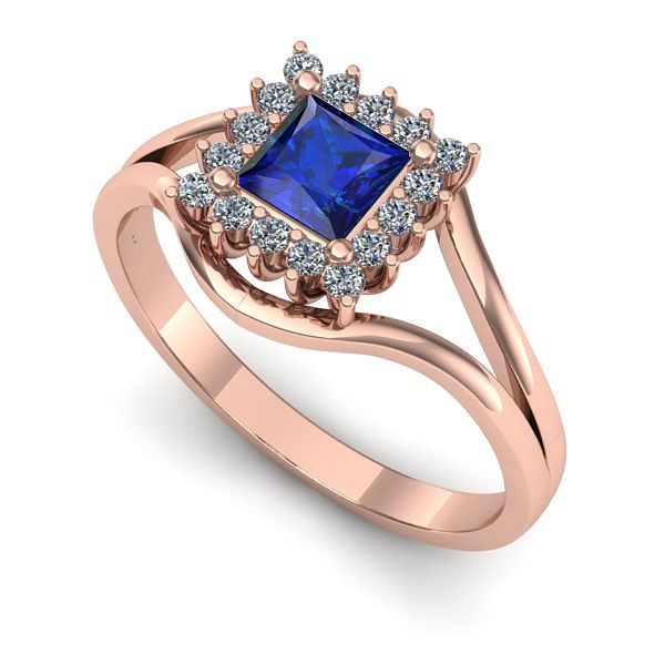 Inel din aur roz cu safir