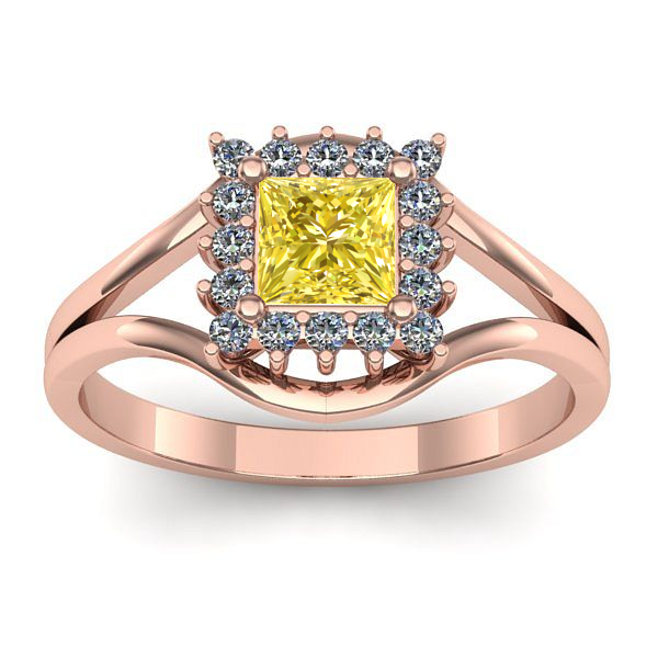 Inel logodna cu safir galben patrat