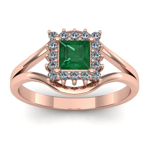 Inel logodna cu smarald patrat