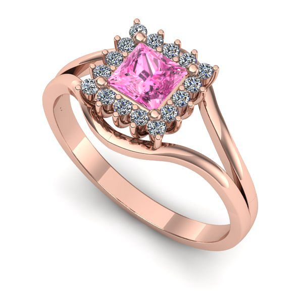 Inel din aur roz cu safir roz