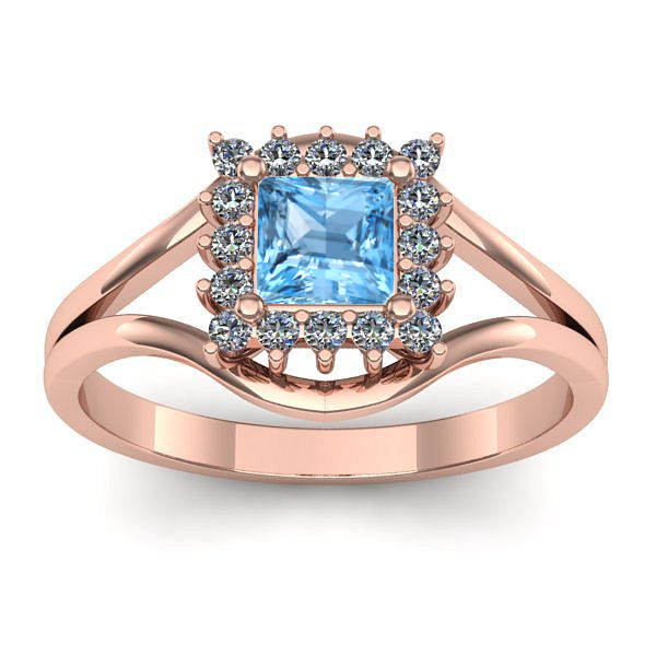 Inel cu topaz blue patrat