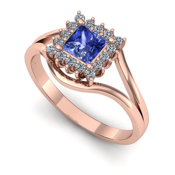 Inel de logodna din aur roz cu tanzanit