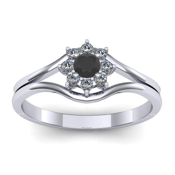 Inel logodna cu diamant negru rotund